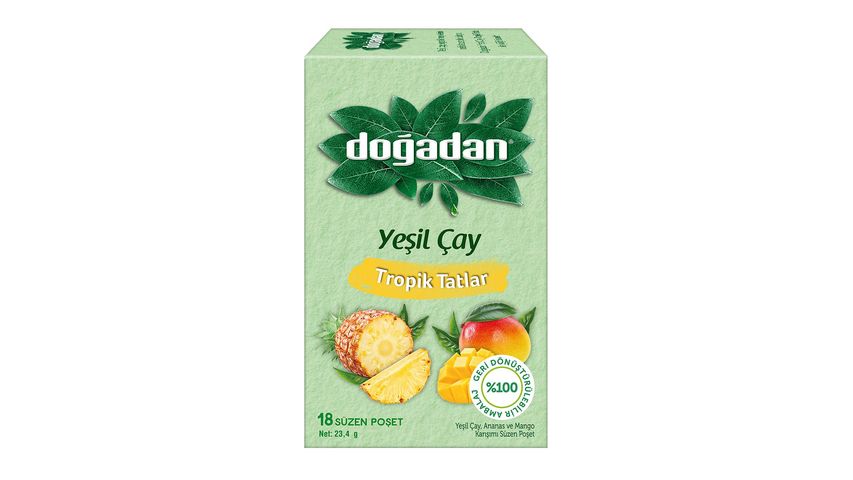 Doğadan Tropical Flavors Mango & Pineapple Green Tea 18x Pack