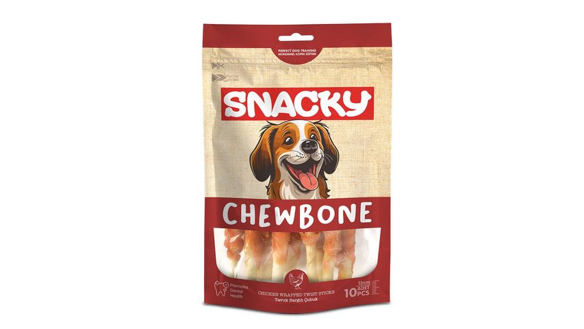 Snacky 10'lu Tavuk Sargılı Çubuk Kemik Köpek Ödülü 100 g