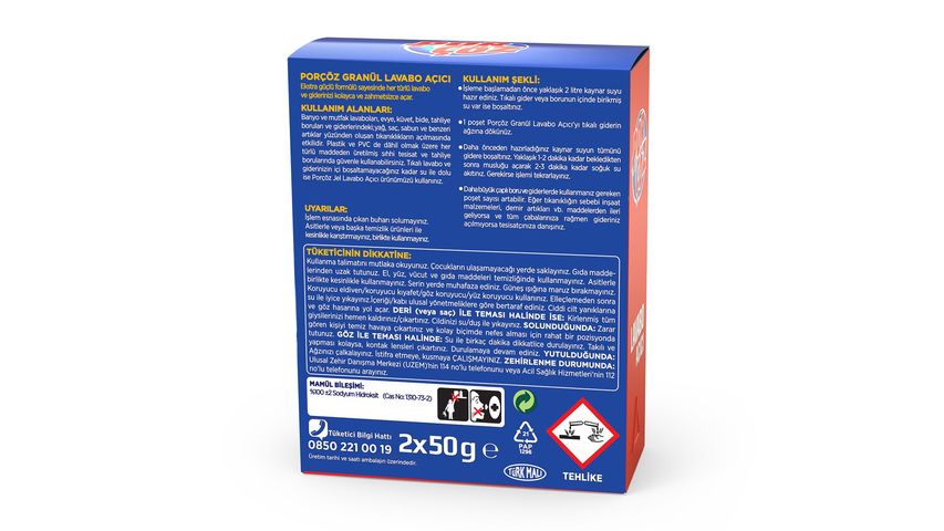 Porçöz Lavabo Açıcı Granul 2 x 50 g