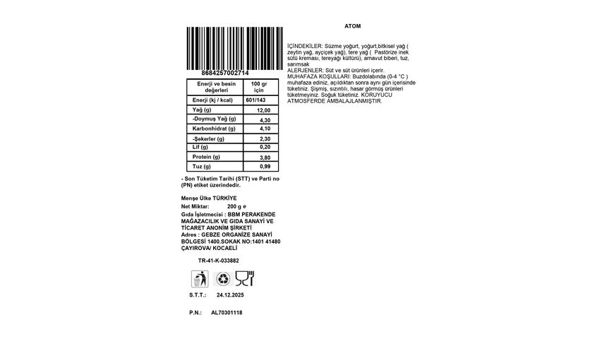 Bbm Food Atom 200 g