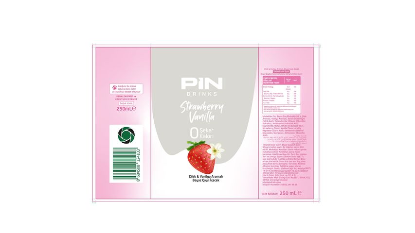 Pin Çilek & Vanilya Aromalı Beyaz Çaylı İçecek 1 L