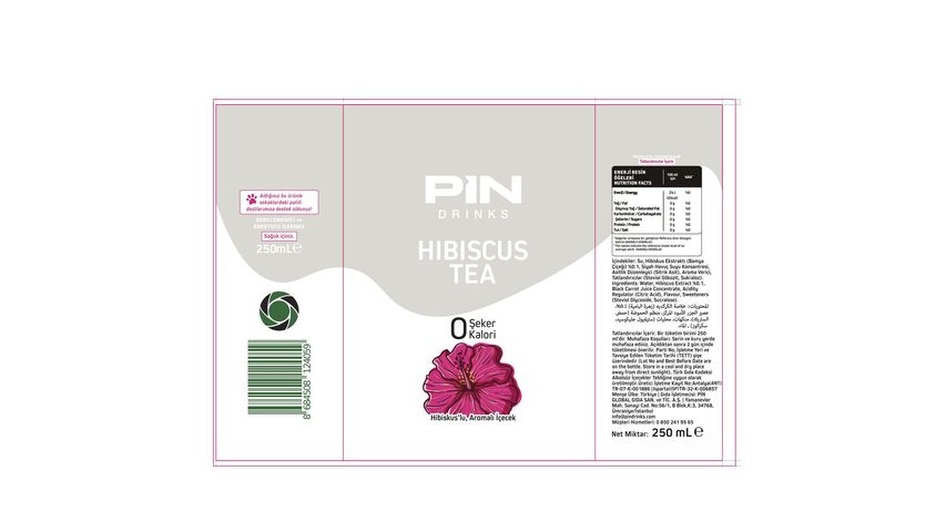 Pin Hibiskus’lu Aromalı İçecek Kutu 250 ml