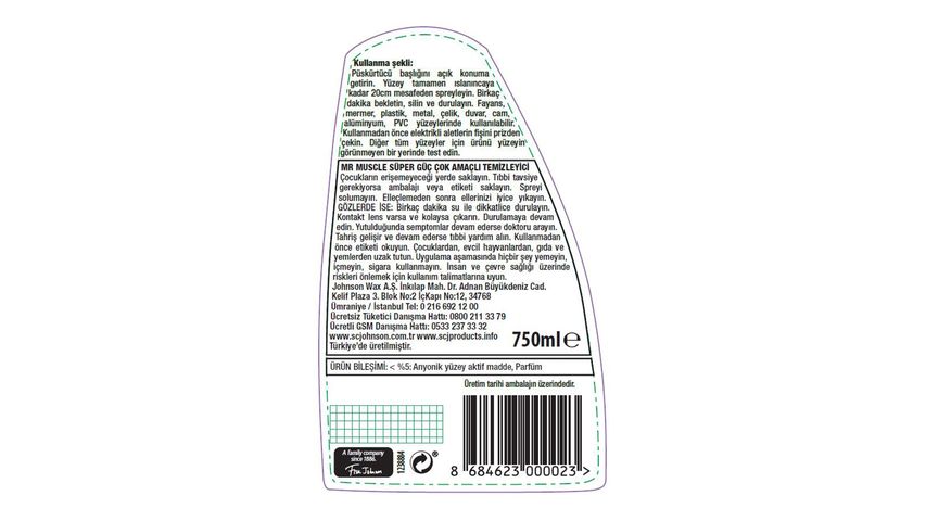 Mr Muscle Süper Güç Çok Amaçlı Temizleyici 750 ml