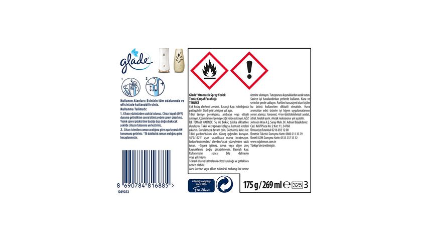 Glade Otomatik Sprey Yedek Temiz Çarşaf Ferahlığı 269 ml