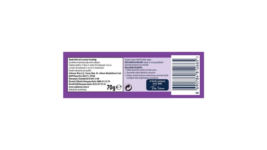 Glade Mini Jel Lavanta Oda Kokusu 70 g