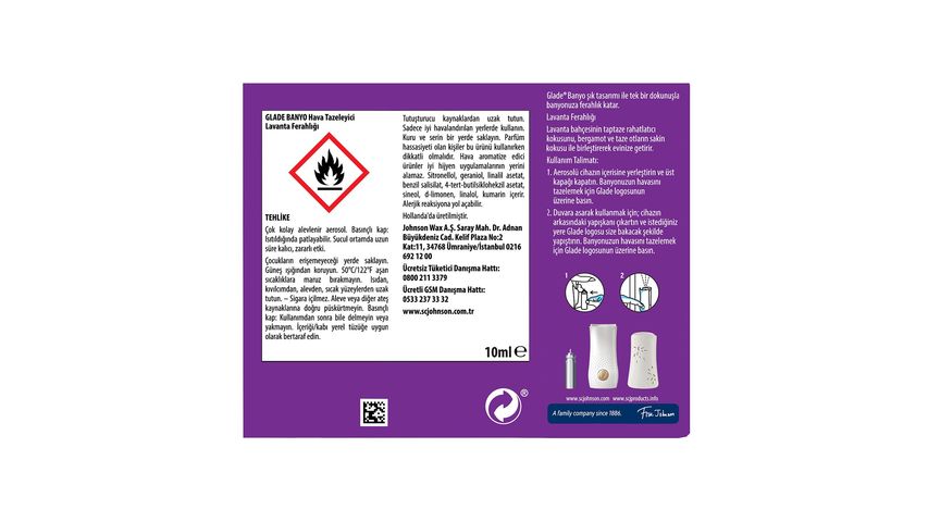 Glade Banyo Yedek Lavanta Hava Tazeleyici 10 ml