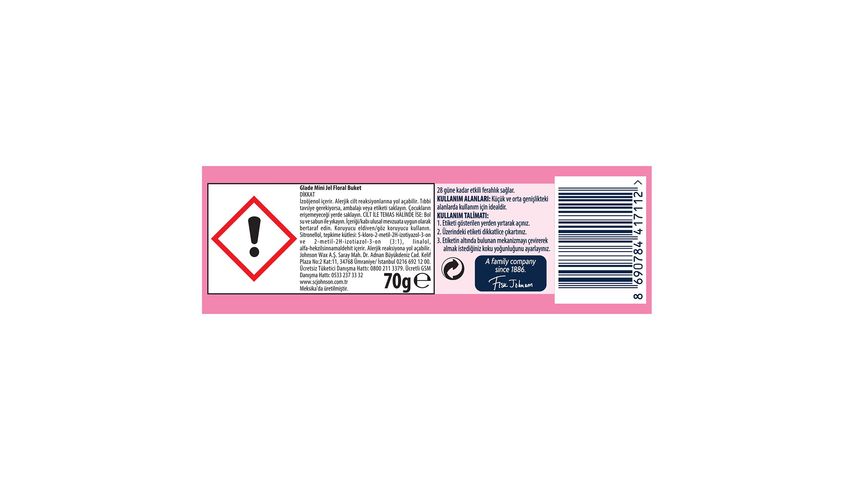Glade Mini Jel Floral Buket Oda Kokusu 70 g