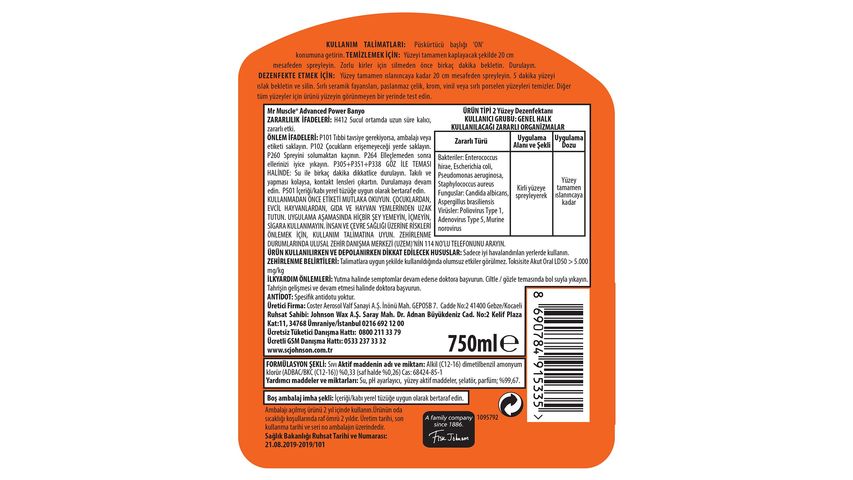 Mr Muscle Advanced Power %99 Virüs Etkili Banyo 750 ml
