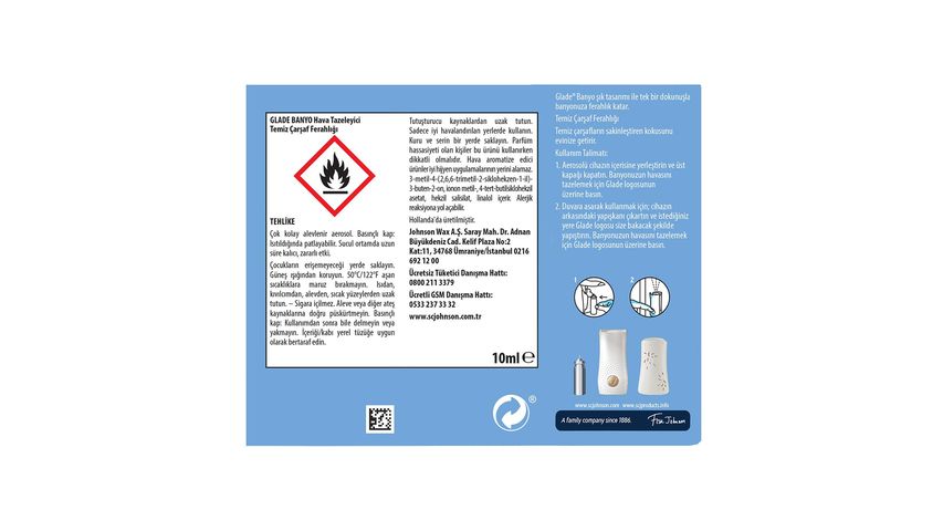 Glade Bathroom Spare Clean Sheet Freshness 10 ml