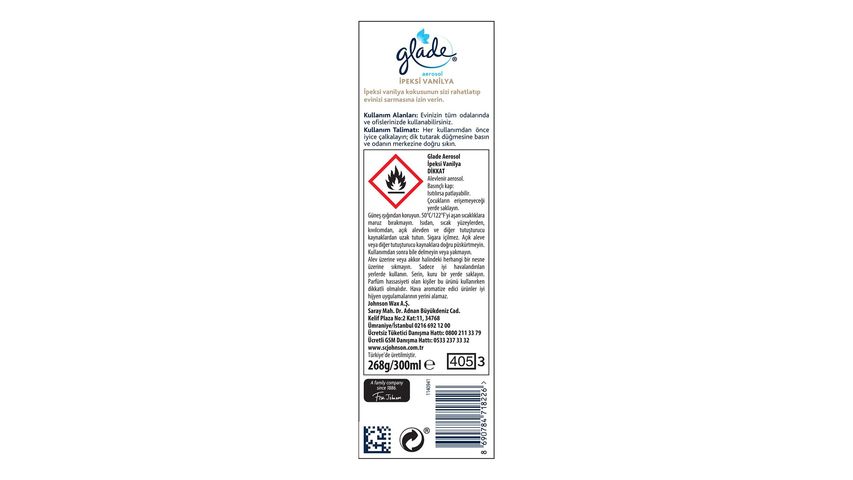 Glade Aerosol İpeksi Vanilya Oda Kokusu 300 ml