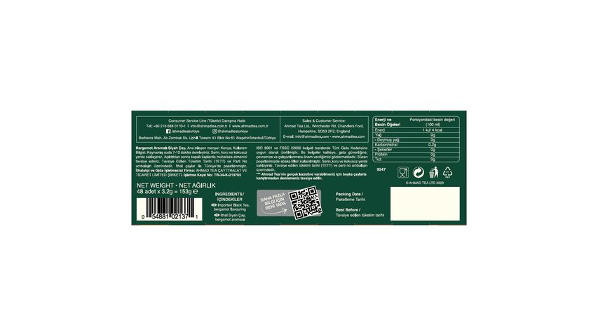 Ahmad Tea Earl Grey Teapot Tea Bags 48 Pack