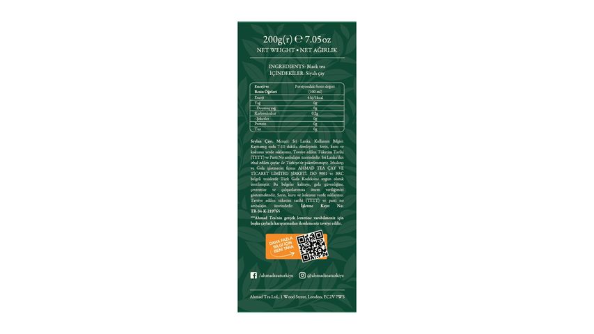 Ahmad Tea Ceylon Dökme Çay 200 g