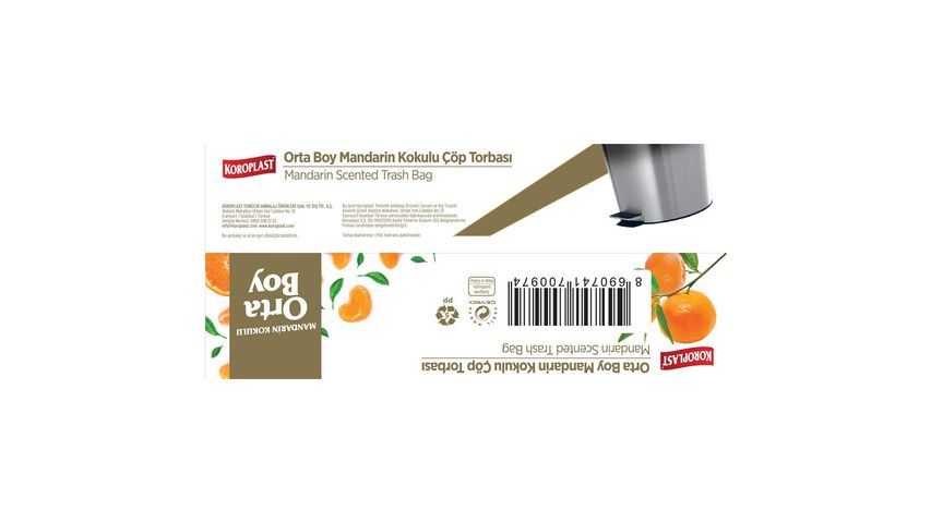 Koroplast Mandarin Kokulu Orta Boy Çöp Torbası 55 x 60 cm - 15 Adet