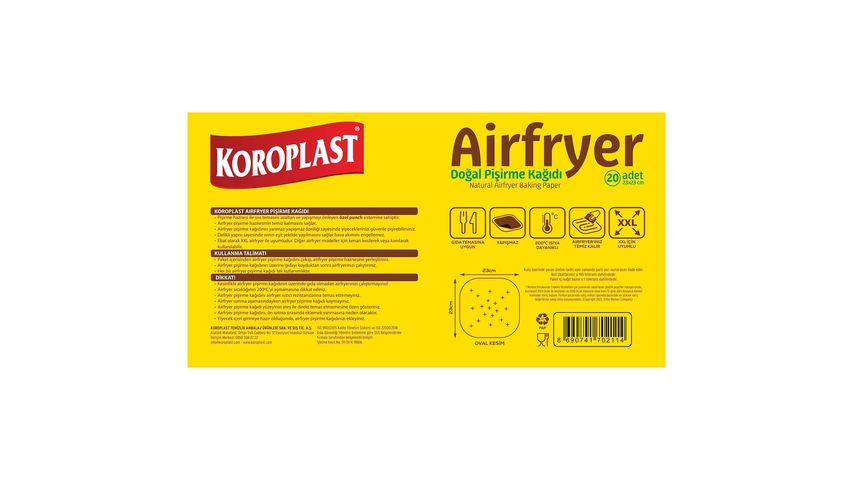 Koroplast Airfryer Baking Paper/Natural 20 pcs