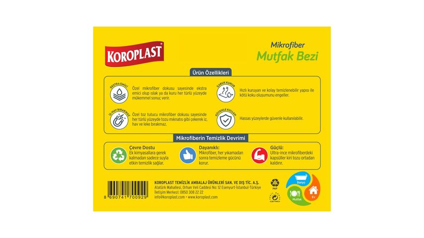 Koroplast Mikrofiber Mutfak Bezi 30 x 30 cm - 2 Adet