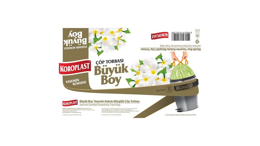 Koroplast Yasemin Büzgülü Büyük Boy Çöp Torbası 10'lu