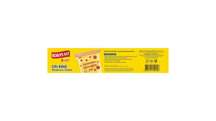 Koroplast Çift Kilitli Dondurucu Torbası Büyük Boy 10'lu