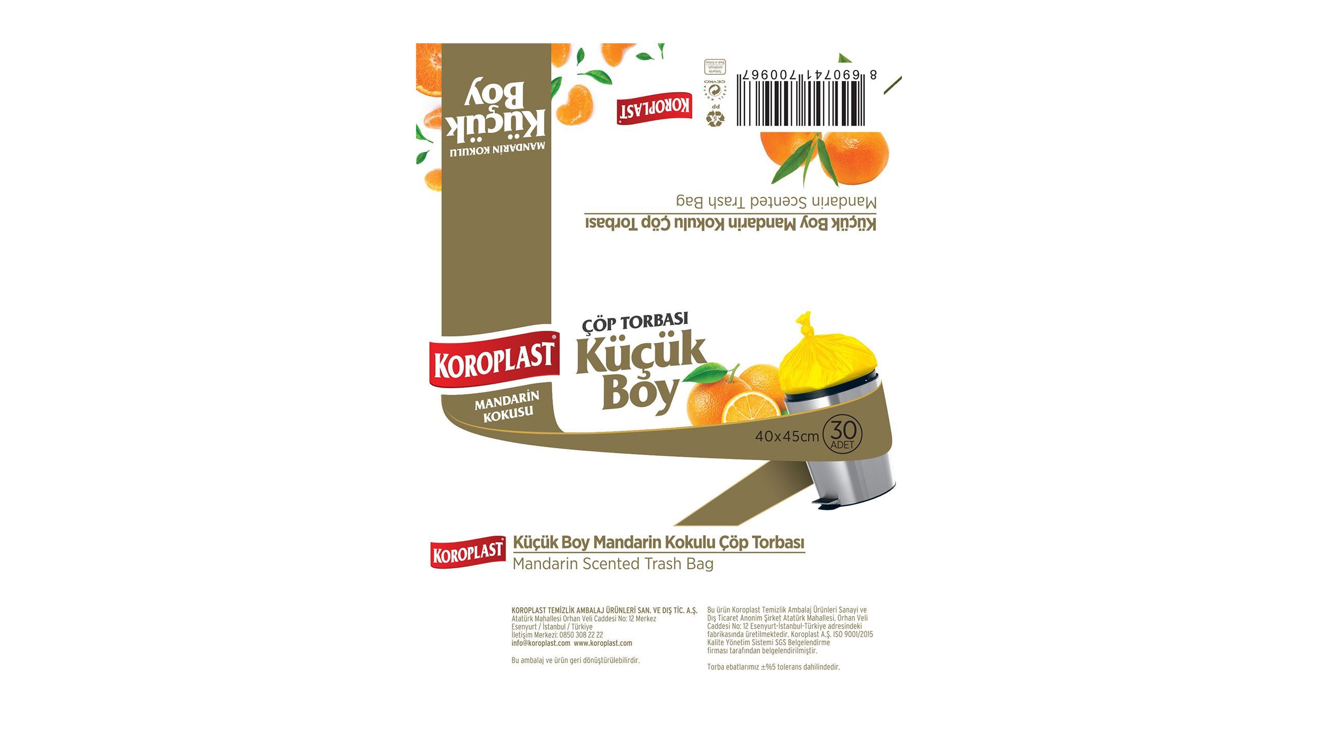 Koroplast Mandarin Kokulu Küçük Boy Çöp Poşeti 30'lu - yemeksepeti.com