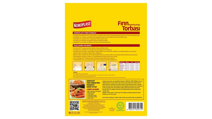 Koroplast Fırın Torbası 8 Adet