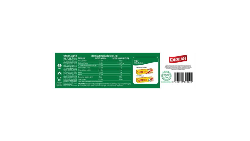 Koroplast Medium Size Refrigerator Bag 3 x 30 Pieces, 24 x 38 cm