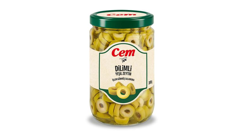 Cem Sliced Green Olives Jar 300 g