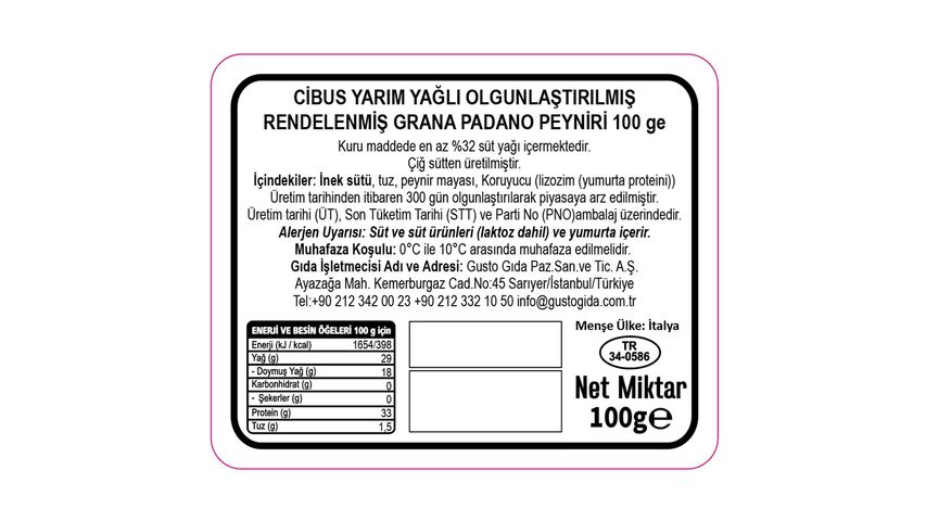 Cibus Grano Padano Toz Parmesan Peyniri 100 g