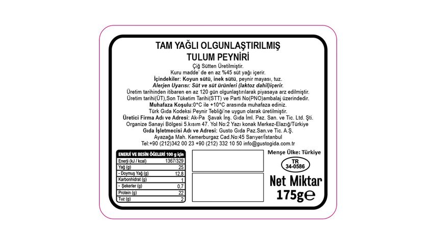 Cibus Erzincan Tulum Cheese 175 g