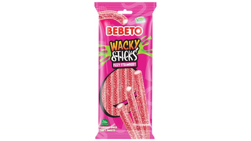 Bebeto Wacky Sticks Çilek & Vanilya Yumuşak Şeker 75 g
