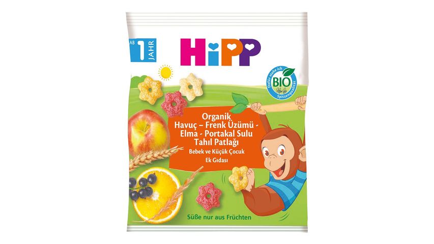 Hipp Organik Havuç & Frenk Üzümü & Elma & Portakal Sulu Tahıl Patlağı 30 g