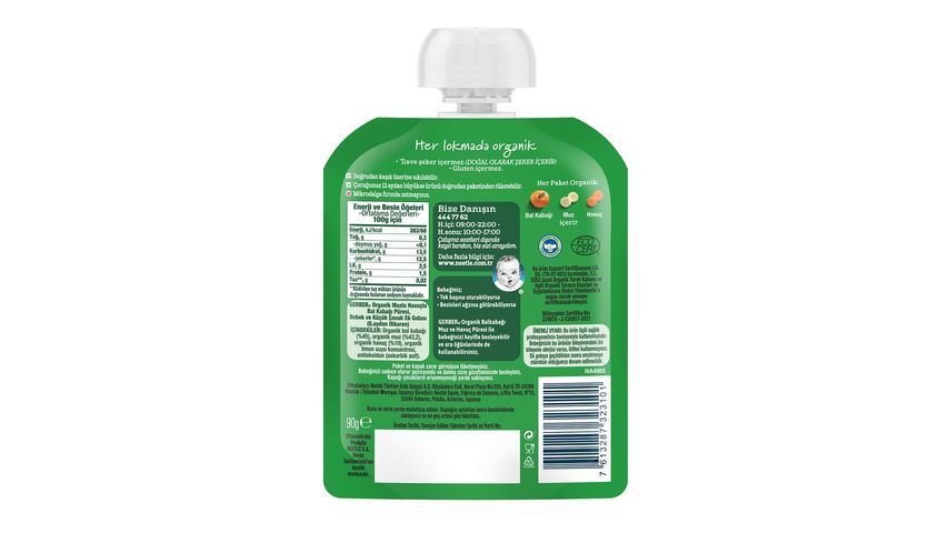 Gerber Organik Muzlu ve Havuçlu Balkabağı Püresi 90 g