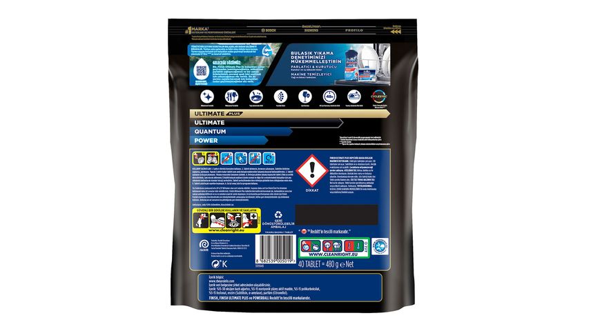 Finish Ultimate Plus Lemon Dishwasher Detergent Tablets 40 Capsules