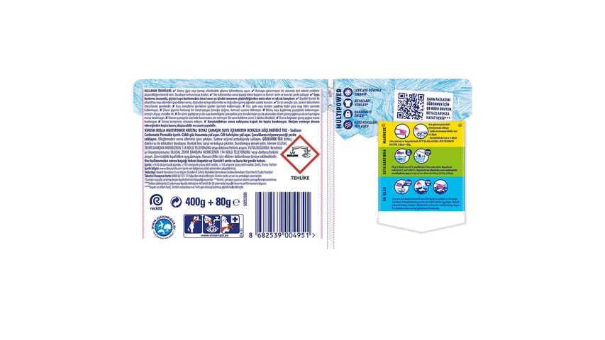 Vanish Kosla Stain Remover & Detergent Booster Powder for Whites 480 g