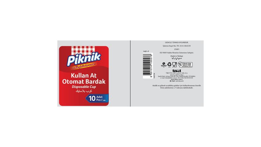 Piknik Disposable Vending Machine Cups 10 Pieces