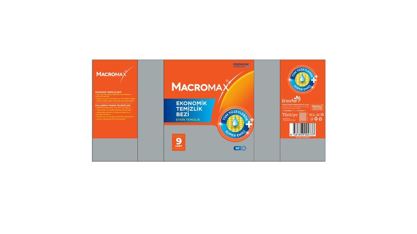 Macromax Ekonomik Temizlik Bezi 9'lu