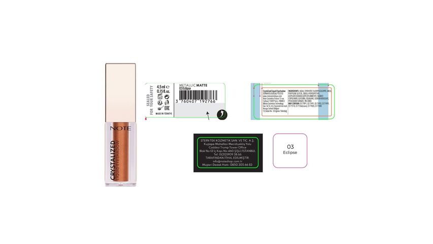 Note Crystalized Liquid Eyeshadow Likit Metalik Göz Farı - 03 Eclipse