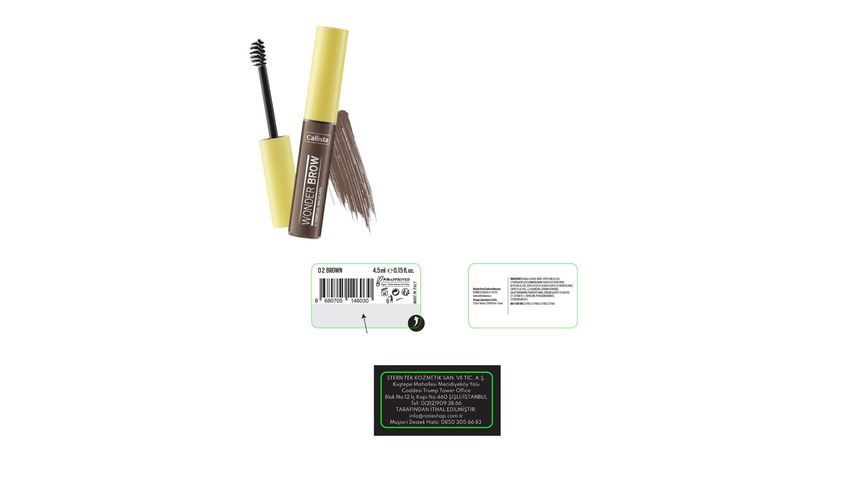 Callista Wonder Brow Eyebrow Mascara Kaş Maskarası 03 Koyu Kahve