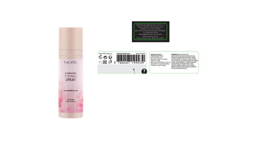 Note Cosmetics Hydrating Fixing Spray Rose Extract Moisturizing Makeup Setting Spray