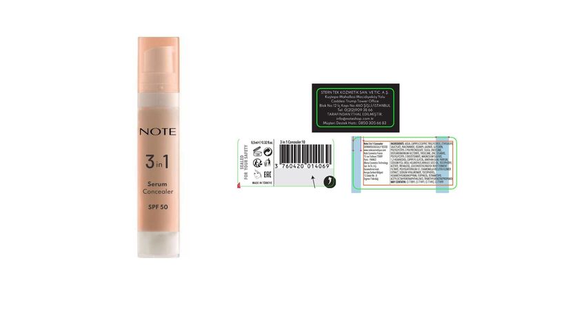 Note 3 in 1 Serum Concealer SPF 50 Moisturizing & Brightening Under Eye Concealer 10 Medium