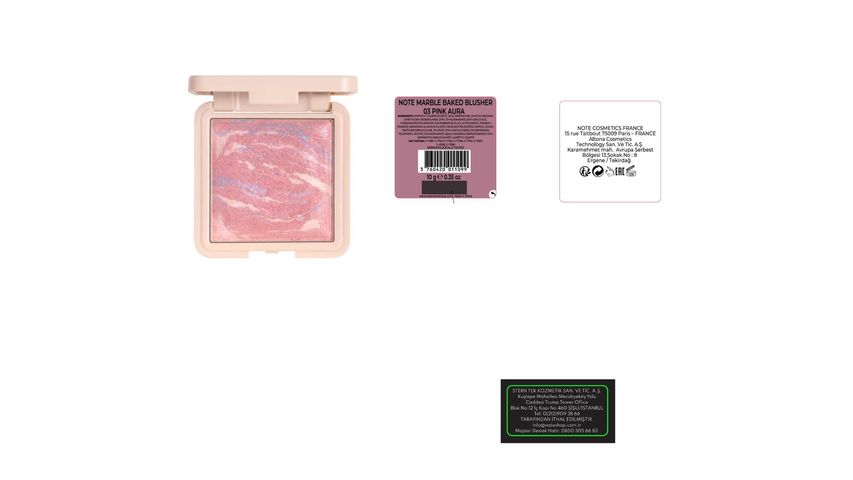 Note Marble Baked Blusher 03 Pink Aura