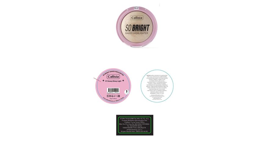 Callista So Bright Baked Highlighter Illuminator 01 Snowy Glowy Light