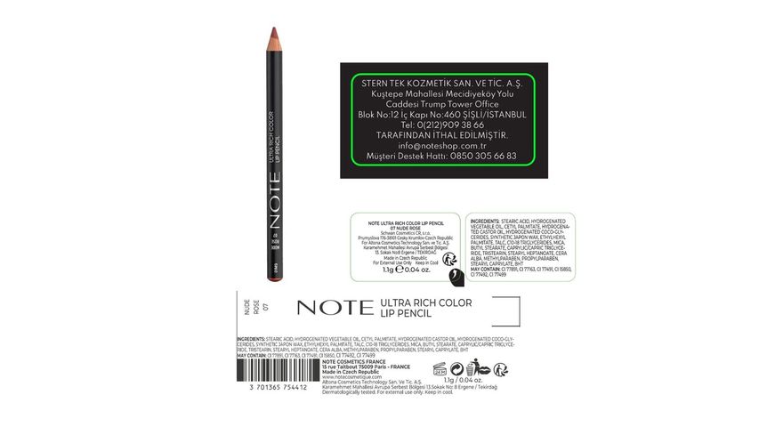 Note Ultra Rich Color Dudak Kalemi 07 Nude Rose Nude