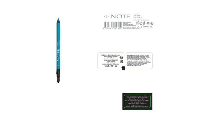 Note Smokey Eye Waterproof Aplikatörlü Göz Kalemi 05 Sky Blue - Gök Mavisi