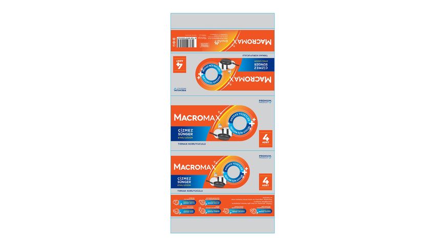 Macromax Non-Scratch Dishwashing Sponge 4-Pack