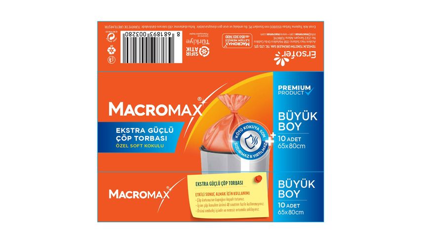 Macromax Extra Strong Garbage Bags Large, 10 Pieces