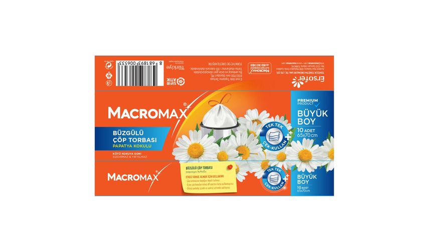 Macromax Daisy Scented Drawstring Garbage Bags Large 10-Pack
