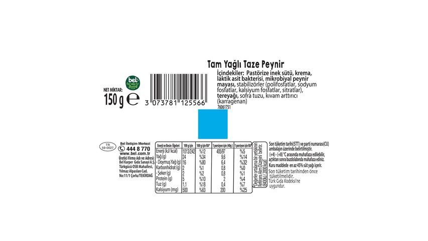 Kiri Tam Yağlı Taze Peynir 150 g