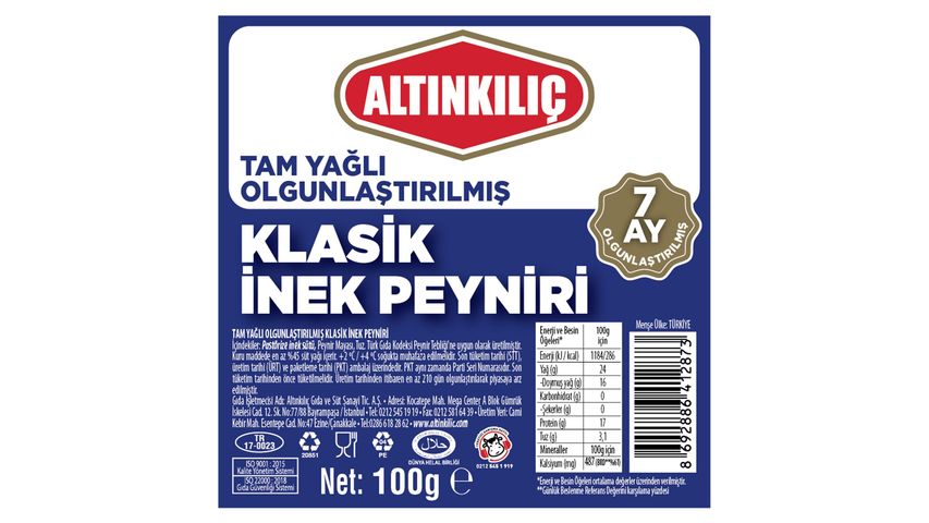 Altınkılıç Tam Yağlı Olgunlaştırılmış Klasik Peynir 100 g