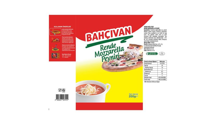 Bahçıvan Rende Mozzarella Peyniri 200 g