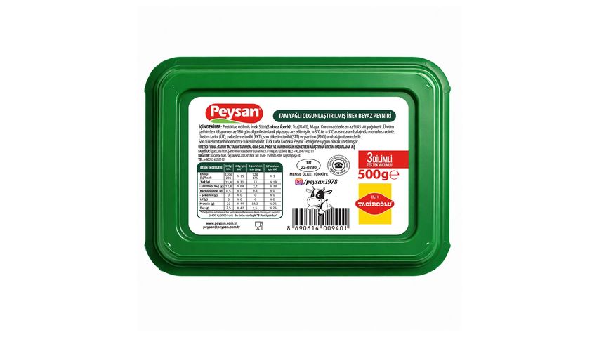 Peysan 3 Dilimli Klasik İnek Peyniri 500 g