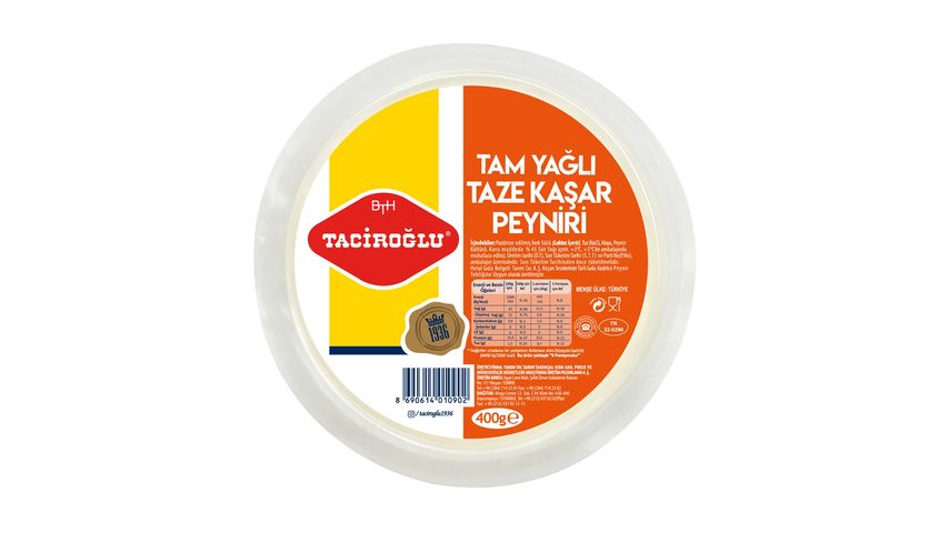 Taciroğlu Tam Yağlı Taze Kaşar Peyniri 400 g